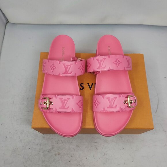 LOUIS VUITTON Pink LV Monogram Bom Dia Flat Slide Sandal - Picture 1 of 12
